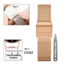 20mm Universele mesh Strap rosegold/rosegold - Quick Release - Past op Alle Merken met 20mm Aanzetmaat