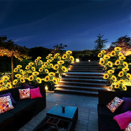 Solarlamp Zonnebloemen - LED met dag/nacht sensor