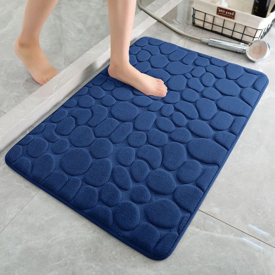 Luxe badkamermat 50x80 cm donkerblauw - Comfort & waterabsor