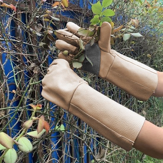 Waterafstotende Lederen Tuinhandschoenen M met Lange Manchet