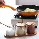 Set van 3 Glazen Kruidenpotjes met Bamboe Lepels