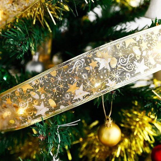 LED Kerstboom Licht Lint- 5 Meter 50 LED Lichtjes-werkt op batterij-kerstdecoratie-warm wit Licht-goud