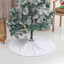 Duurzame Geborduurde Kerstboom Rok - 122cm, Wit/Zilver