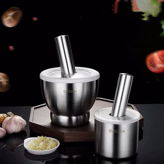 TDR-Roestvrij Vijzel met Stamper-kruidenstamper-kruiden vermaler 12.6*12*8.8CM