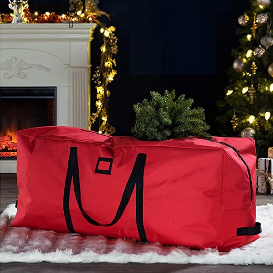 Duurzame Opbergzak - Perfect voor Kerstboom, Kleding en Dekens - Extra Stevig en Waterbestendig - Met Handgrepen voor Gemakkelijk Dragen - 162 x 36 x 74,5 cm - Stijlvol Rood