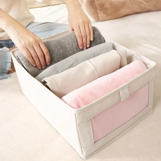 Merkloos: 2 stuks Beige Opbergdoos, Opvouwbaar & Stapelbaar
