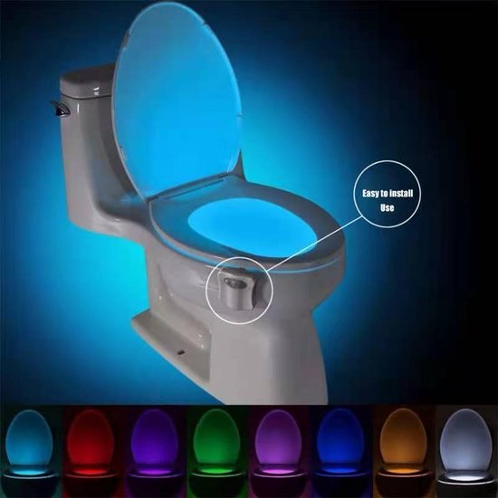 WC- lamp - LED - 8-kleuren - PIR-bewegingssensor -  voor toilet