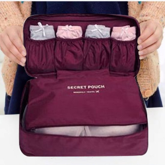 TDR-Multifunctionele lingerie/ondergoed tas - make-up tasje-toilettas- Bordeauxrood