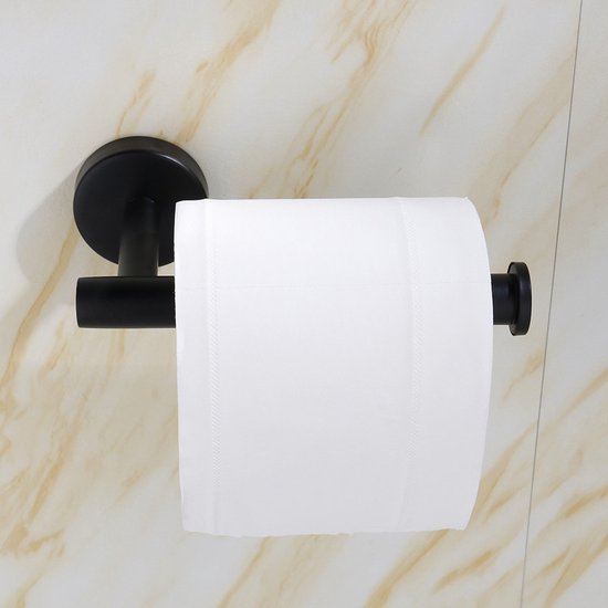 Luxe Roestvrijstalen Toiletrolhouder - Zwart Modern Design