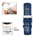 20mm Universele leather Strap dark blue/silver - Quick Release - Past op Alle Merken met 20mm Aanzetmaat