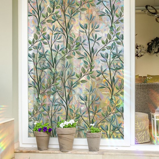 Milieuvriendelijke PVC Glasfolie - Kleurrijk Bladpatroon 40x