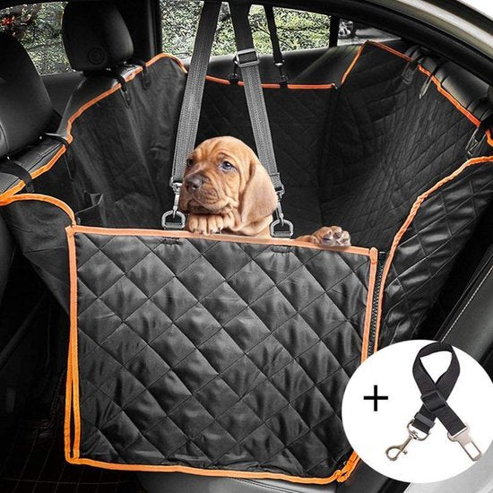 TDR Hondendeken Auto Achterbank 137x147 cm Zwart/Oranje