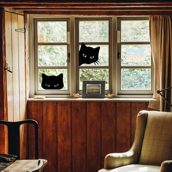 Katten decoraties set - Tuinbeelden dieren - Buiten versieren - Stevig staal - Set van 2 - Zwart – afbeelding 14