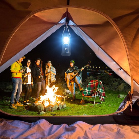 Xtraworks -2 in 1 Multifunctionele Solar LED Campinglamp-Lantaarn-zwart
