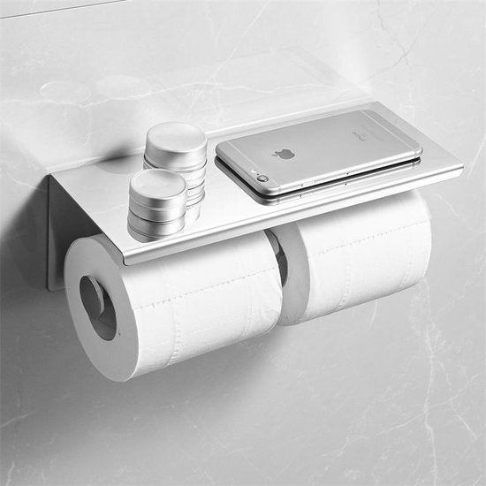 TDR-Dubbele toiletrol houder - met geïntegreerd Roestvrijsta