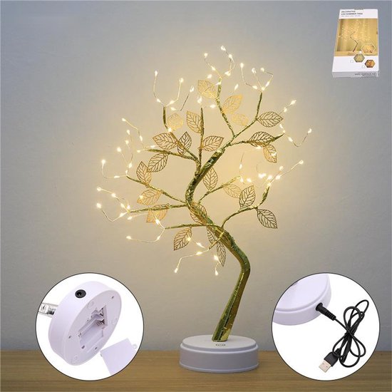 LED Firefly Boomlamp, 72 warmwitte lampjes, goud, batterij