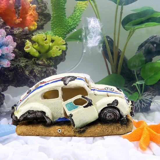 Verzonken Auto Aquariumdecor - Natuurgetrouw 17x9x8cm