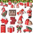 24-delige Rode Houten Kerstdecoratieset – Klassieke Kersthan