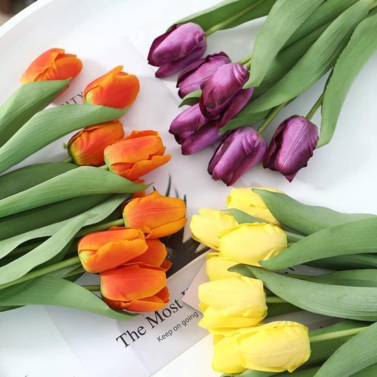 10stuks Prachtige kunst tulp-Realistische Uitstraling - Duurzaam en Onderhoudsvriendelijk- geel – afbeelding 12