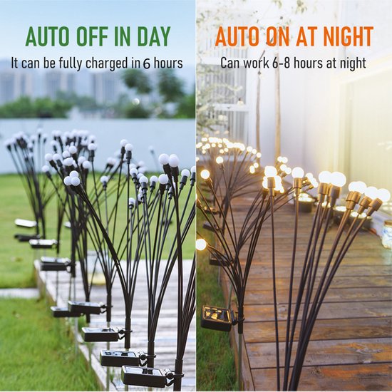 Verlicht Je Tuin met Stijl-LED-tuinlamp op zonne energie vuurvlieg 10 lichts-warm licht-74 cm Hoog