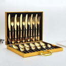 Roestvrijstalen bestekset 24-delig met koffer - Goud