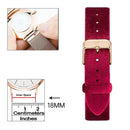 18mm Universele fluwelen band velvet Strap darkred/rosegold -Quick Release - Past op Alle Merken met 18mm Aanzetmaat