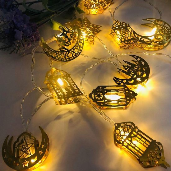 Merkloos Eid Mubarak LED Ramadan 10-lampjes 1.65m (batt)
