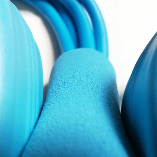 TDR - multifunctioneel weerstandstesiontouw, buiktrainer beentrainer Fitness trekkoord met voetpedaal-blauw