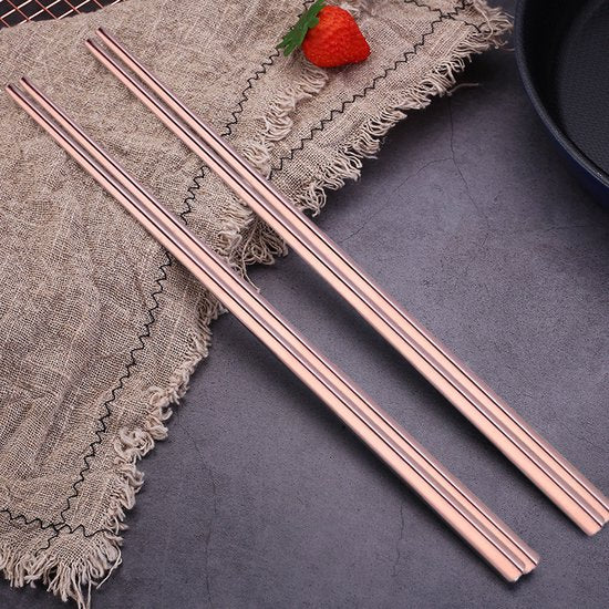 Roestvrijstalen Chinese eetstokjes - 5 paar - Roze