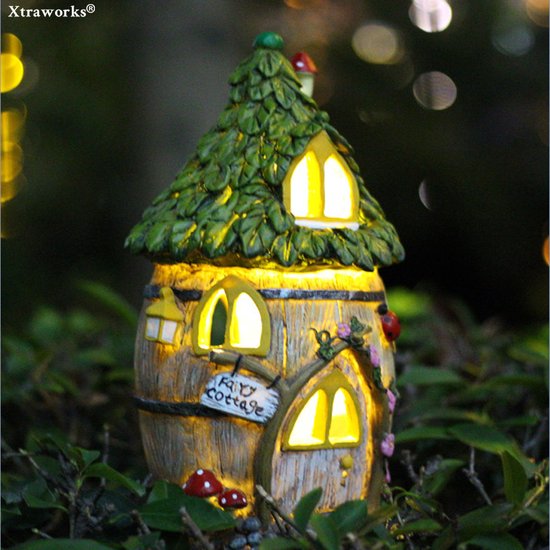 Zonne-energie lamp - Harsmateriaal - Bloemenhuisje - Krachtige LED-verlichting-Waterbestendig Ontwerp (IP55) voor Tuin, Terras en Veranda 16.5*16.2*30.8CM