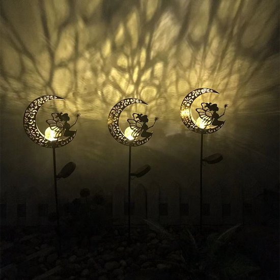 Solar Maanverlichting met glazen bollamp-Tuinlantaarns-tuindecoratie-werkt op zonne energie