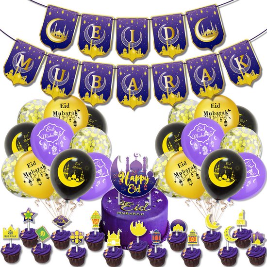 39-delige feestdecoratie set - Eid Mubarak / Ramadan