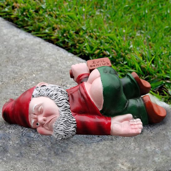 Dronken Kabouter Tuinbeeld 15x10 cm - Grappig Ornament