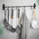 Ruimtebesparende Keukengerei Wandbeugel-keukengereihouder met 8haakjes-Aluminium Keukenrail -49.5CM-zwart