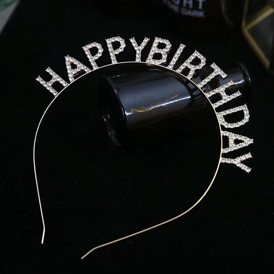 Happy Birthday Tiara en Sjerp-Met text "Birthday Queen"- Ideaal als Cadeau voor Verjaardagen-birthday diadeem-goud