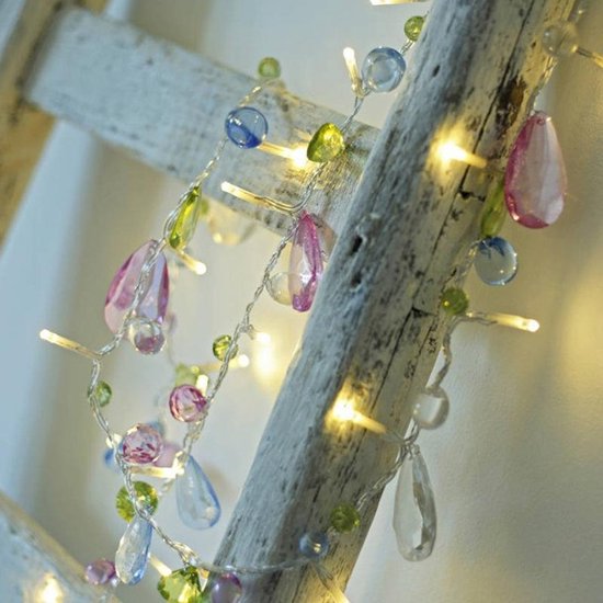 LED Lichtsnoer met kristallen kralen - 10 lampjes 1.5m