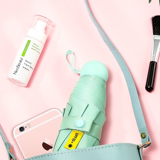 Opvouwbare Paraplu -Windproof-Zonbescherming Anti-Uv UPF50 + met gratis Reisetui-licht groen