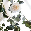 2 Stuks Rozen Slinger - Kunstbloemen slinger - Balkon decoratie - Zomerbloem- 145cm - Klimroos Light Champagne - Bruiloft Decoratie – Trouwen -Trouwdag bloemen
