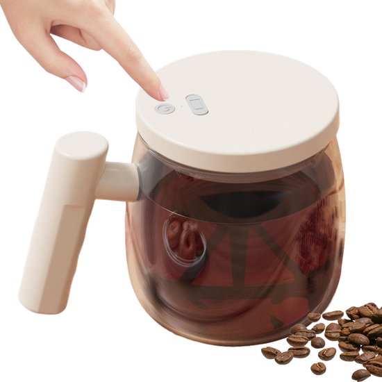 Automatische Roerbeker 400 ml – USB-oplaadbaar – Wit