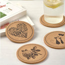 12 Kurken Onderzetters met Houder - Katten, Rozen, Koffieprints