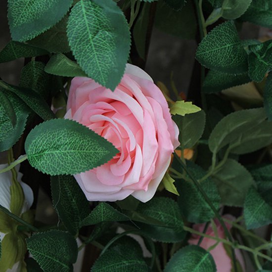 2 Stuks Rozen Slinger Kunstbloemen slinger Balkon decoratie Zomerbloem- 2meter Klimroos licht roze -Bruiloft Decoratie – Trouwen -Trouwdag bloemen