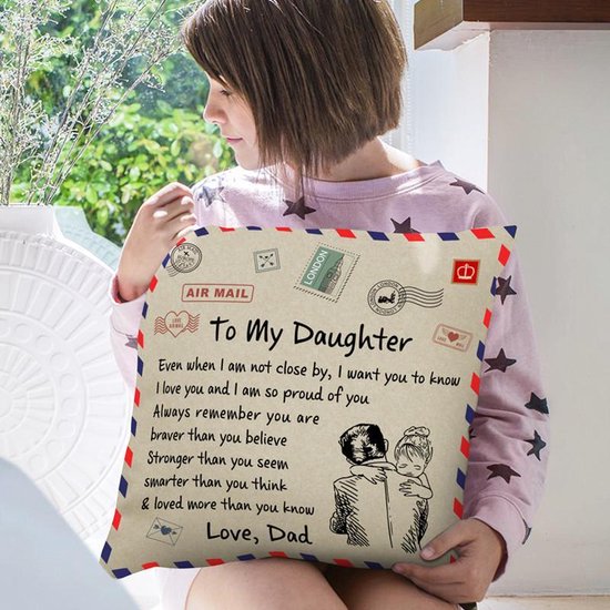 Sierkussensloop 45x45 cm - 'To my daughter' cadeau
