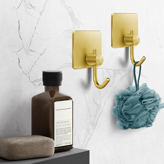 Unikorf 4x Zelfklevende Handdoekhaakjes/Ophanghaken - Goud