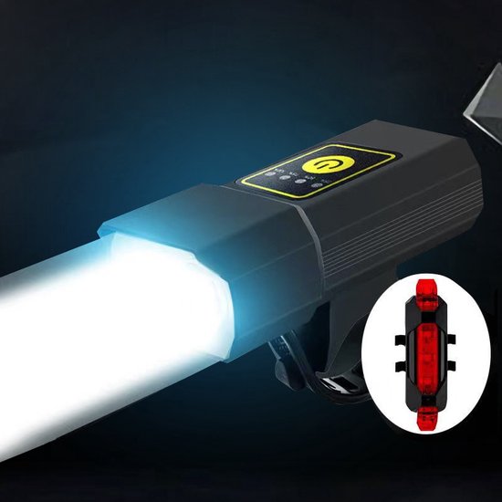 Xtraworks- Waterdichte Fietsverlichting set- USB Oplaadbaar-voor en achter-zwart