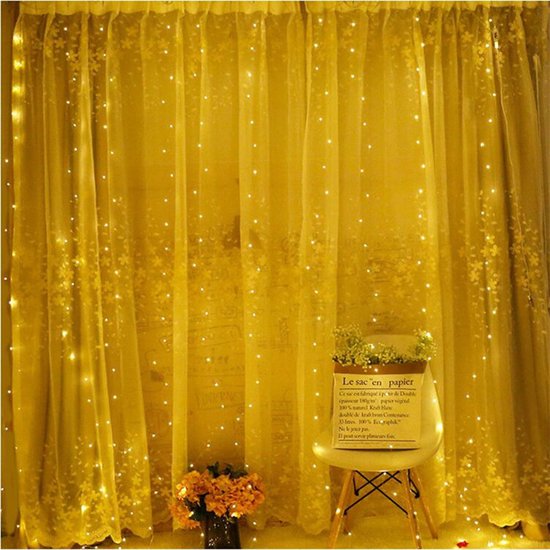 LED-lichtgordijn - Decoratief Gordijn met 300 LED's - Waterdicht - 8 Modi Afstandsbediening met USB-aansluiting voor Binnen en Buiten - 3m x 3m