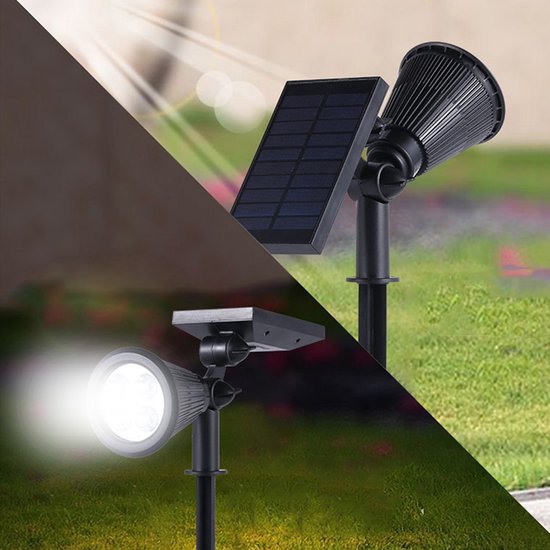 2 Stuks led solar spot light -IP65-voor wandmontage of grondspies-wit licht
