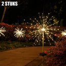 2 stuks solar vuurwerklampen met 120LED lichtjes -Tuinverlichting- IP65- 8 Modi-warm wit licht