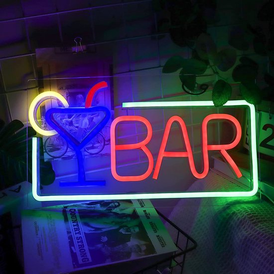 LED Neon BAR Lamp –Neon Wandlamp- De Perfecte Sfeermaker voor Thuis en Horeca(Incl. Adapter & Ophanghaakjes)-42x22cm