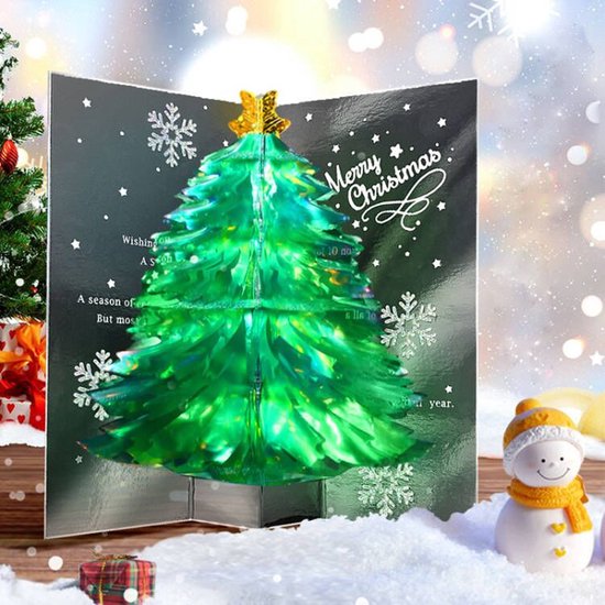 2x 3D Kerstboom Pop-up Kaart - Magische Groet Groen