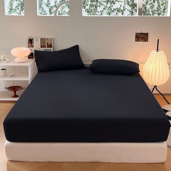 Tweepersoons Matrashoes - Ademend & Antibacterieel - Waterdicht - Bescherm uw matras tegen vloeistoffen & allergieën200*220+30CM -zwart